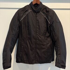 Bilt Motorcycle Jacket Lined Padded Armor Reflective Trim Vents Black BLW M